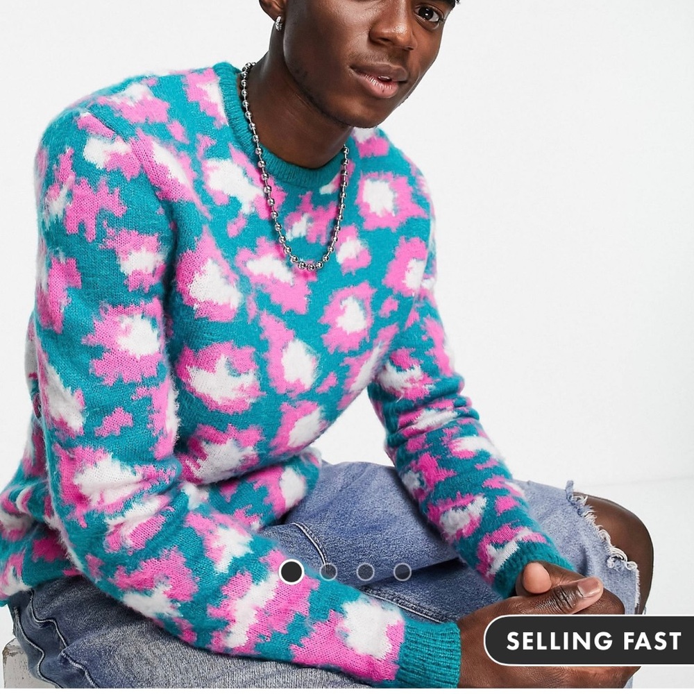 ASOS DESIGN knit sweater with bright animal pattern